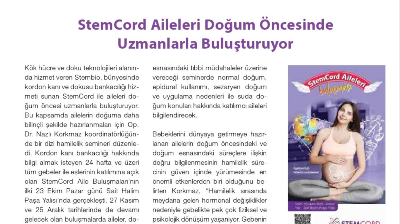 StemCord Aileleri Doğum Öncesinde Uzmanlarla Buluşturuyor